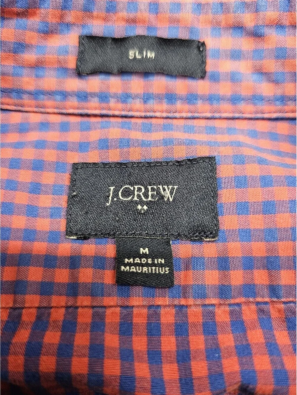 J. Crew Mens M Slim Fit Button Down Shirt Red Blue Check Plaid Casual Cotton
